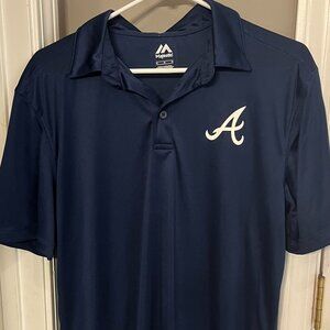 Men’s Majestic Atlanta Braves MLB Baseball Performance Polo Shirt L